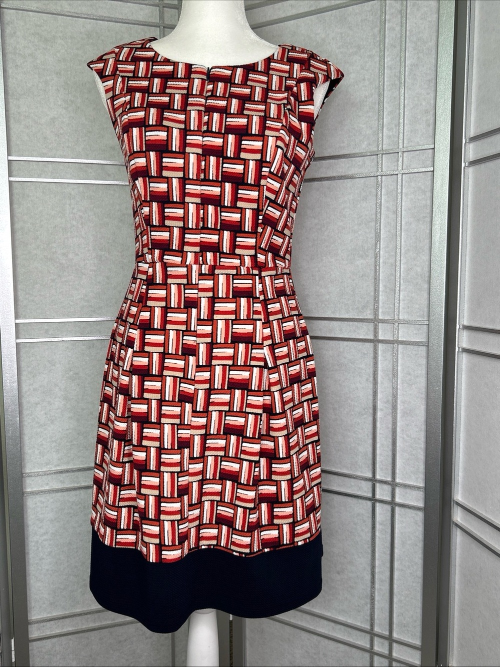 Enfocus Studio Dress Navy Blue/Red block Size 10